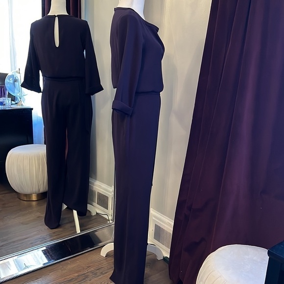 DVF Diane von Furstenberg Gwynne Purple 3/4 Sleeve Tie Waist Jumpsuit Size 4 - Picture 12 of 16